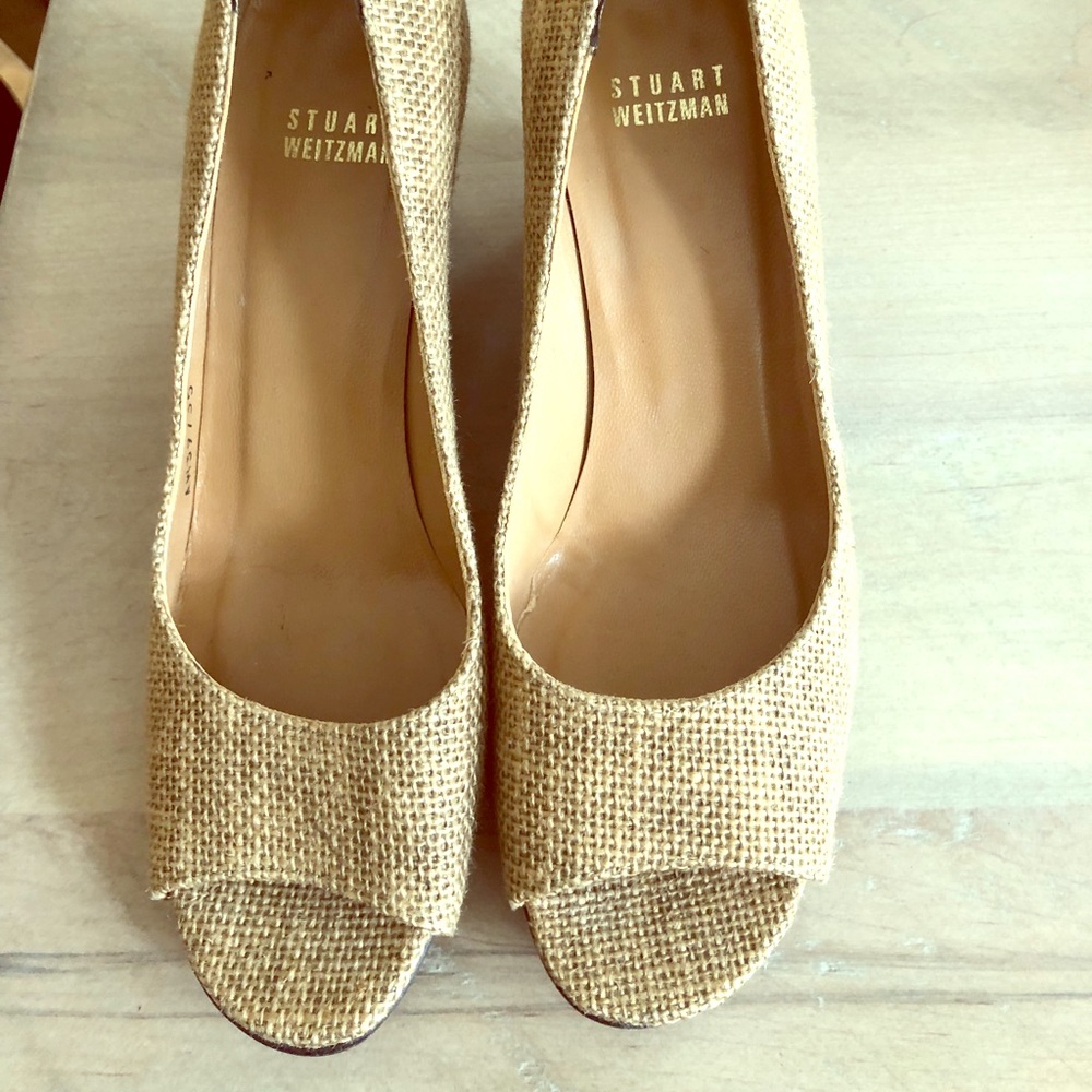 Stuart Weizmann shoes with tortoise heels.